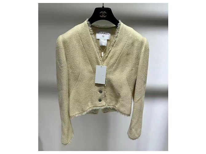 Chaqueta Chanel de Tweed Beige Talla 38 Multicolor