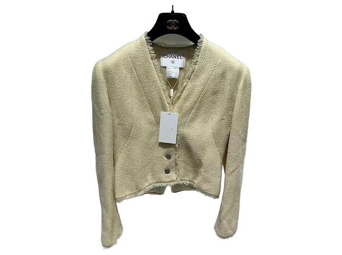 Chanel Tweed Jacket Beige Size 38 Multiple colors