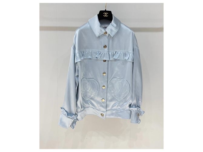 Chanel Silk Jacket Blue Multiple colors