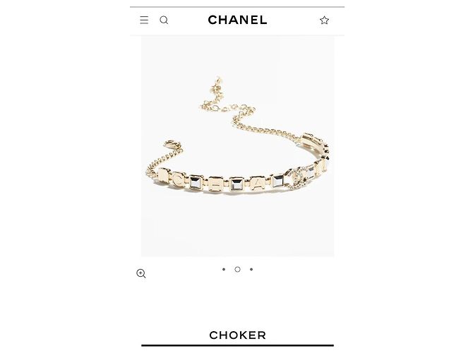 Choker Chanel Sugar Cube con Pendente a Lettera in Strass Oro Multicolore