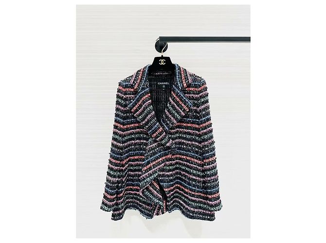 Chanel Tweed Jacket Multicolor Sequins Size 36 Multiple colors