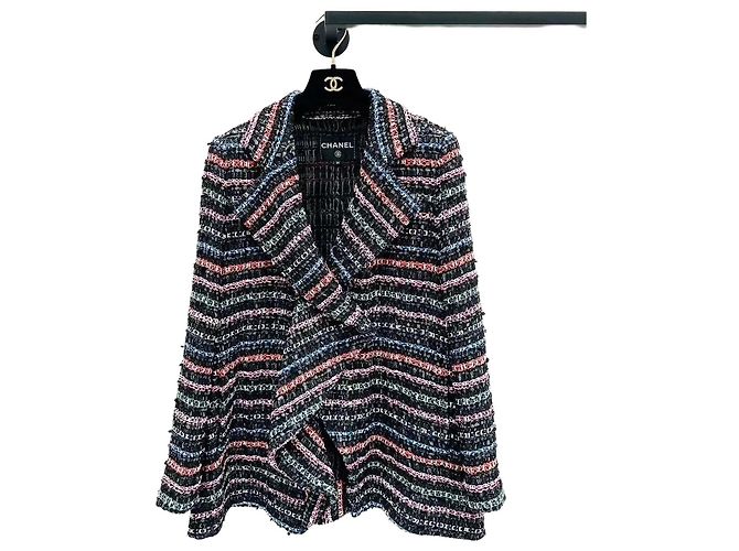 Chanel Tweed Jacket Multicolor Sequins Size 36