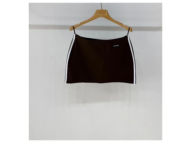 Gonna Miu Miu in cotone marrone con logo Multicolore