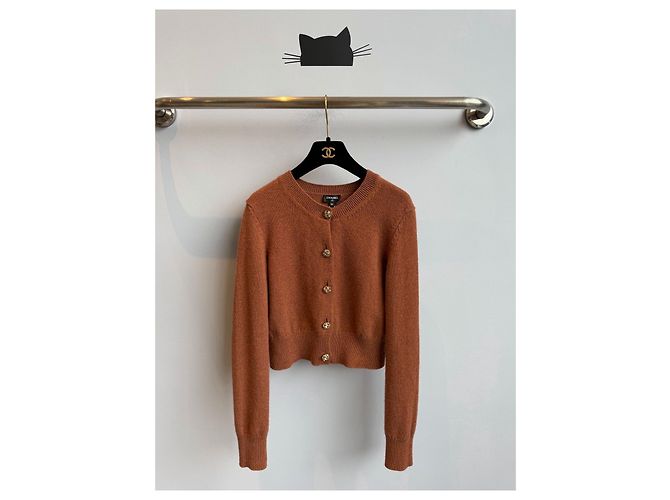 Chanel Strickjacke aus Kaschmir orange Mehrfarben