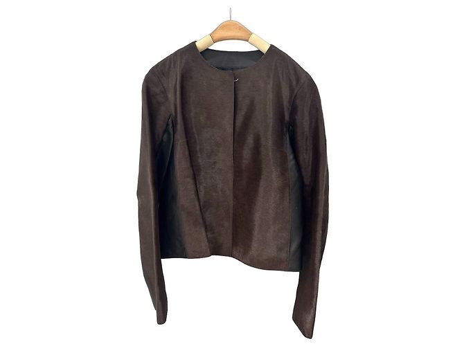 Hermès Shearling and Cowhide Fur Coat Brown Size 36 Multiple colors