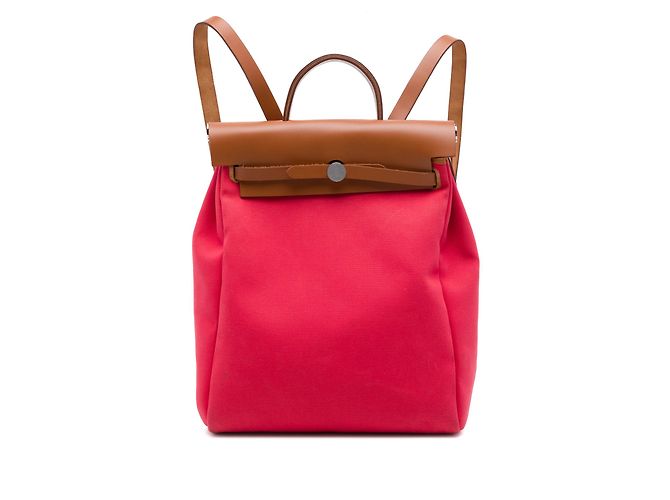 Red Hermès Toile Herbag A Dos Zip Retourne Backpack