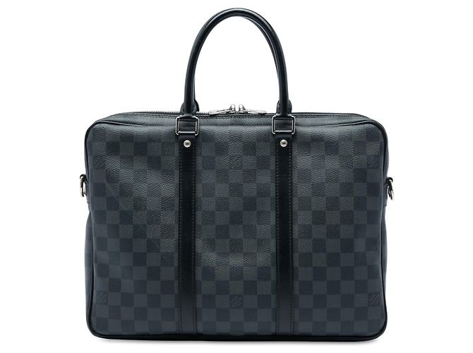 Borsa da Lavoro Louis Vuitton Damier Graphite Porte Documents Voyage PM Nera Nero