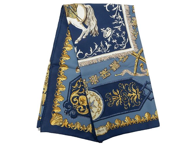 Foulard di seta Hermès Lvdovicvs Magnvs blu 90 Scarves