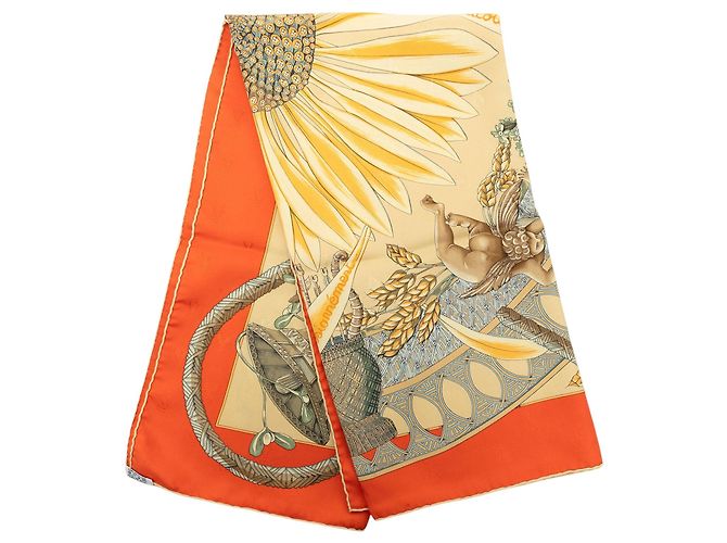 Pañuelo de seda Hermès Amours Naranja