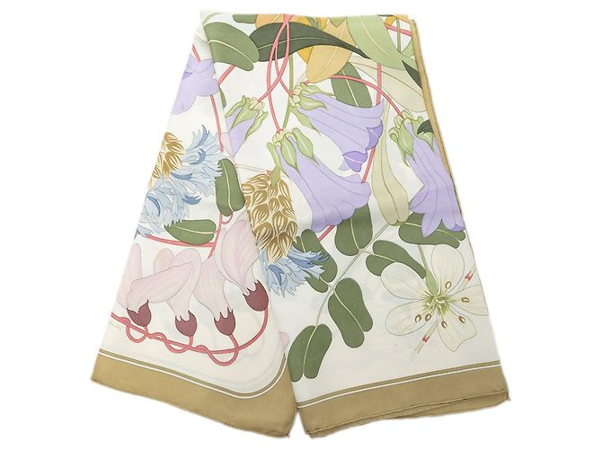 Lenço de seda Hermès Flora Graeca Branco 90 Scarves
