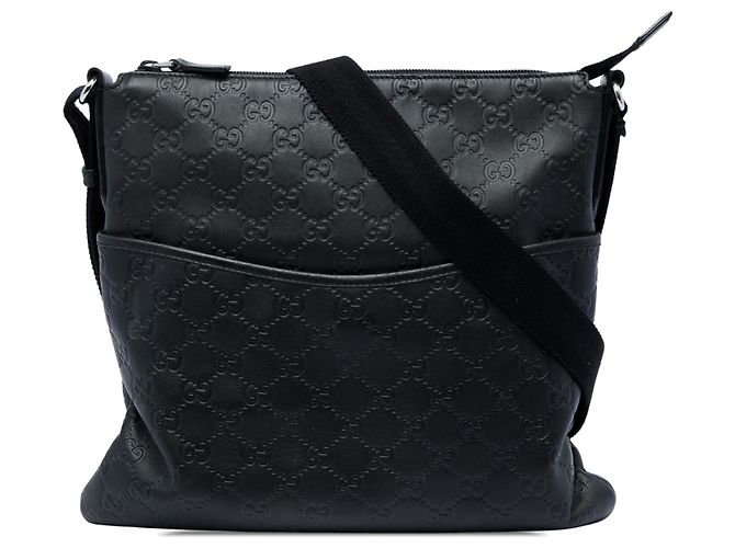 Borsa Messenger Piatta Gucci Guccissima Nera Nero