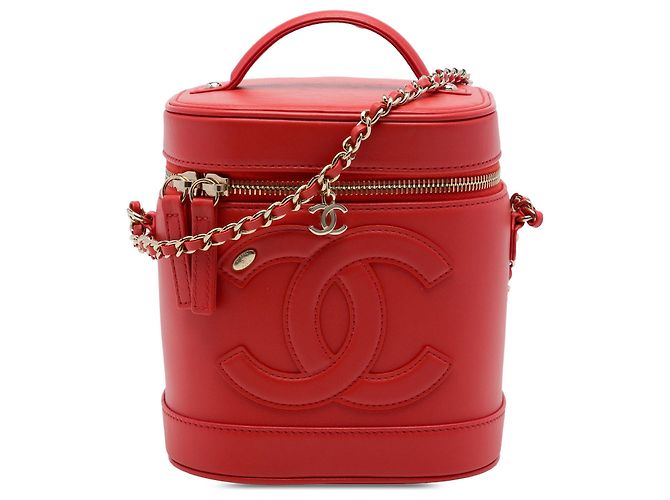 Bolso Vanity Chanel CC de piel de cordero rojo Roja