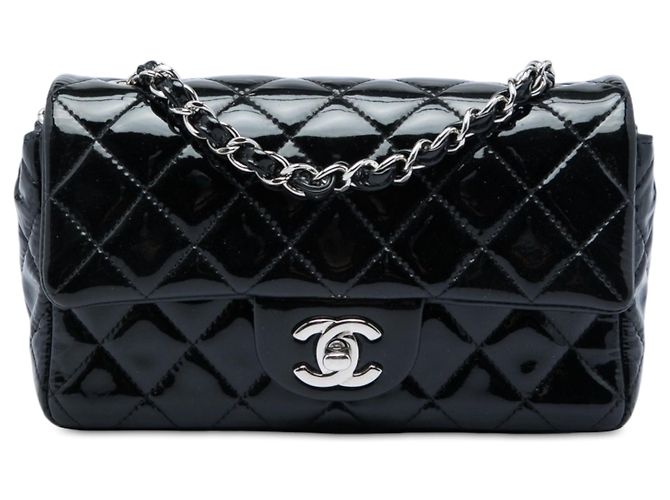 Sac bandoulière Chanel Mini Rectangular Classic Patent Single Flap noir