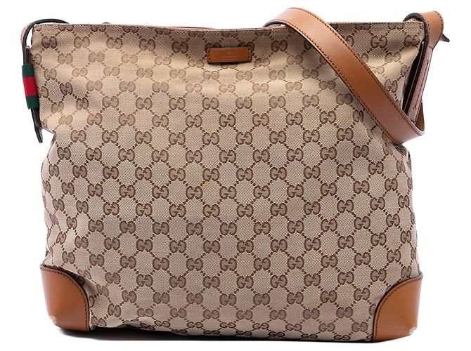 Borsa a tracolla Gucci GG Canvas Web beige