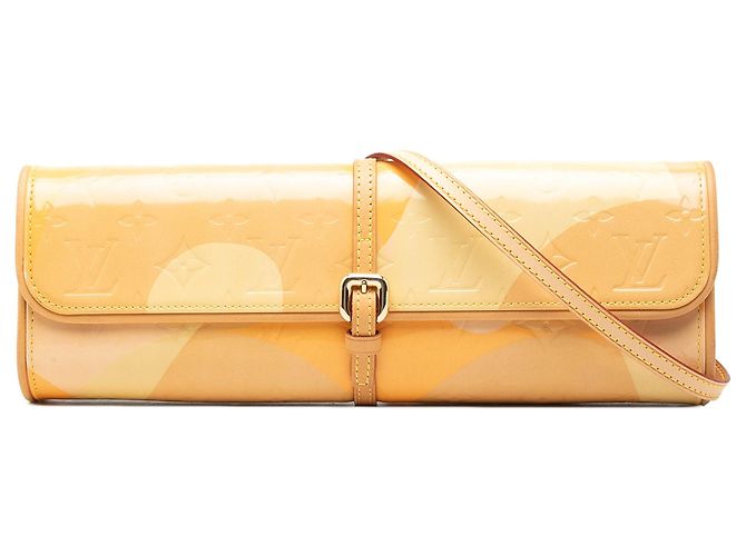 Borsa a tracolla Louis Vuitton Monogram Vernis Fleurs Pochette Gialla Giallo