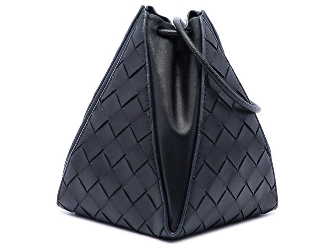 Mini borsa secchiello Bottega Veneta Intrecciato Knot nera Nero