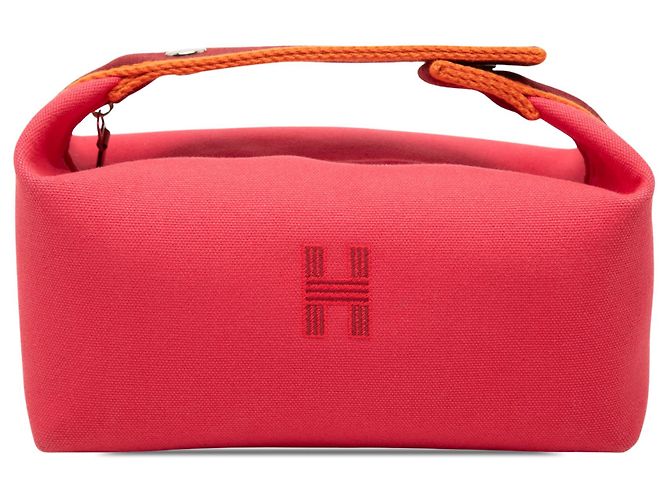 Borsa Vanity Hermès Small Toile Bride A Brac Rosa