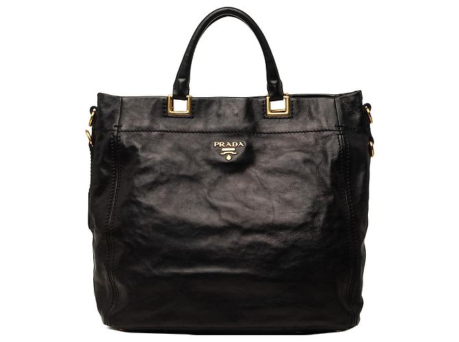 Tote Sac cabas convertible ouvert Prada Glace Calf noir