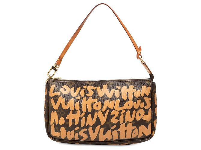 Bolsa de Ombro Louis Vuitton Stephen Sprouse Monogram Graffiti Pochette Accessoires Castanha Marrom