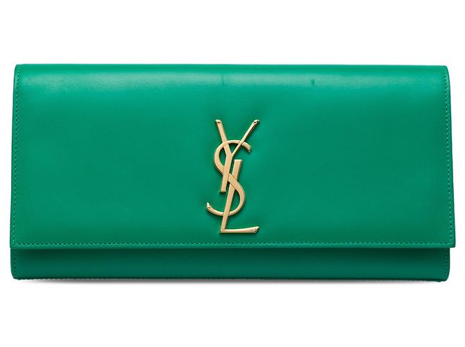 Autre Marque Clutch Cassandre Saint Laurent de piel lisa verde