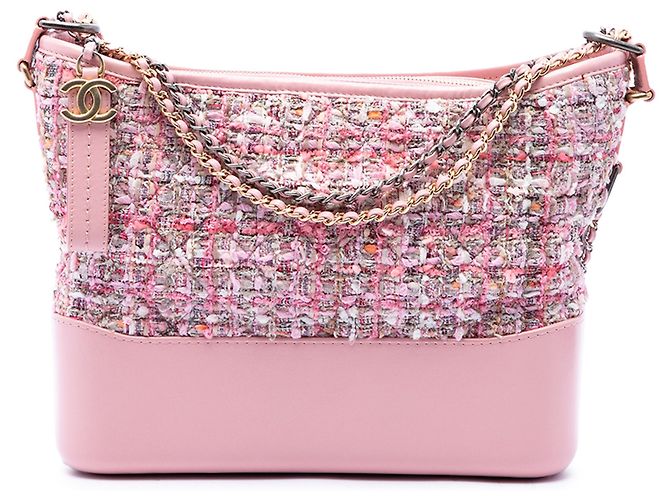 Bolsa Tiracolo Gabrielle Chanel Medium em tweed e couro de bezerro rosa