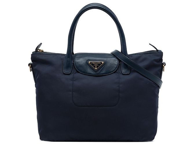 Bolsa Prada em Tessuto com acabamento em Saffiano Azul