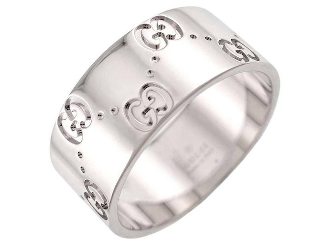 Anel largo Gucci Icon em ouro branco 18K