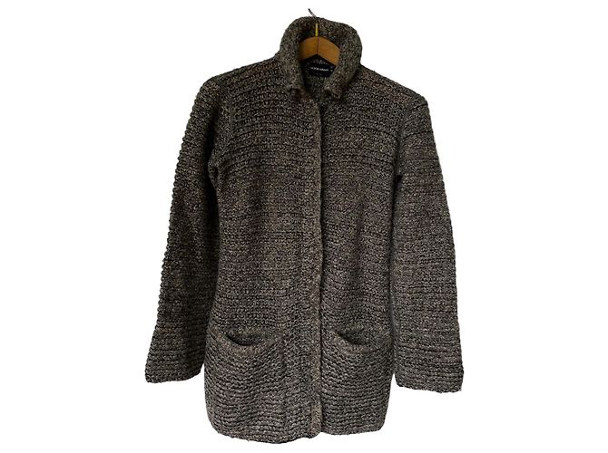 Cardigã Giorgio Armani em mistura de lã e seda Marrom Cinza