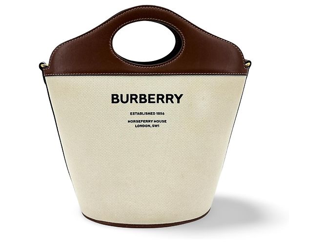 Secchiello in tela Burberry con pelle piccolo Nero
