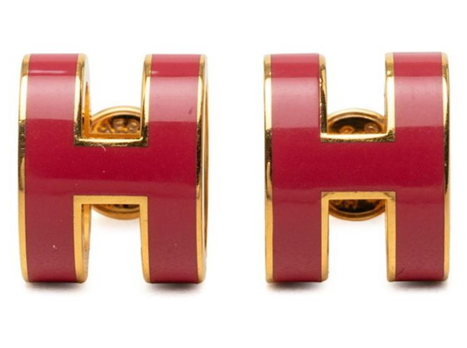 Brincos H Stud Pop da Hermès Rosa Dourado