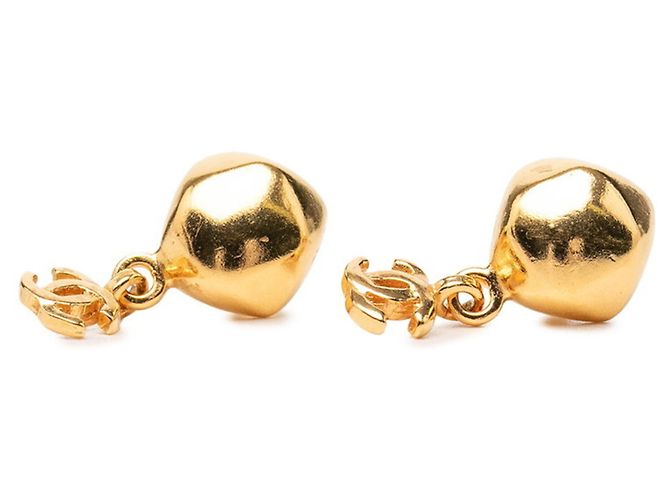 Boucles d'oreilles pendantes en forme de diamant Chanel Coco Mark 1998 Doré