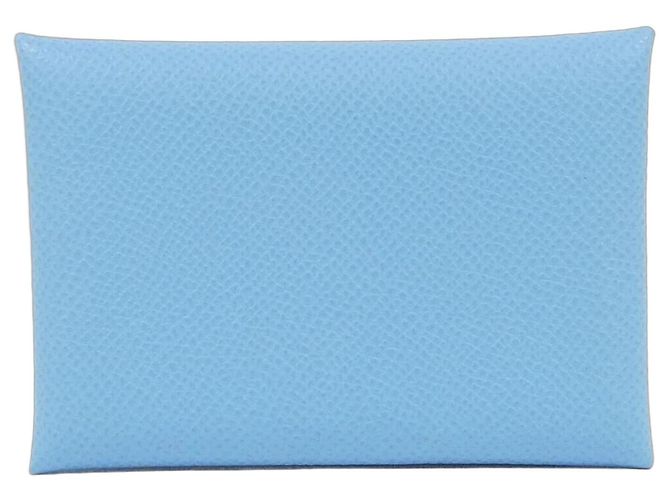 Hermès Hermes Calvi Duo Coin Purse Light blue