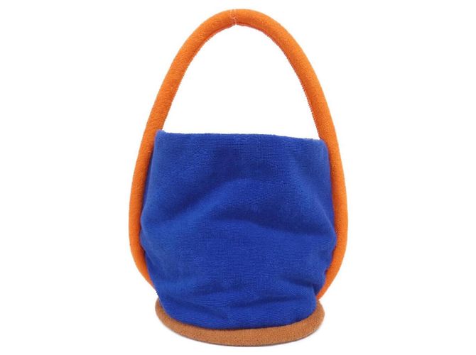 Hermès Bolsa de mão Hermes em algodão azul e laranja