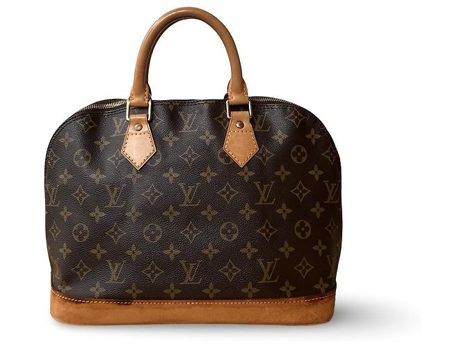 Sac à main Louis Vuitton Alma Marron Cuir Doré