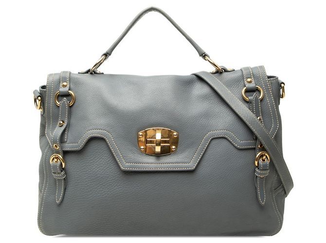 Borsa a mano e a tracolla Miu Miu in pelle grigio blu Marrone