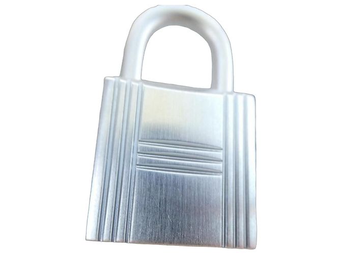 Hermès Brushed Silver Padlock and Keys Set Silver hardware
