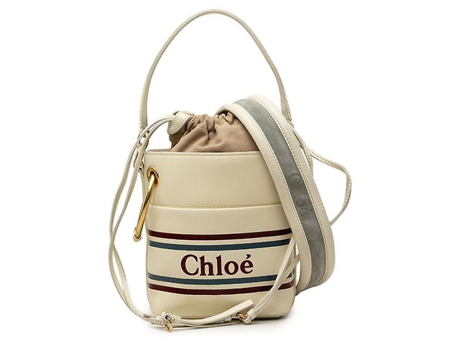 Borsa a mano/Borsa a tracolla Chloé ROY Logo Marrone Bianco Beige