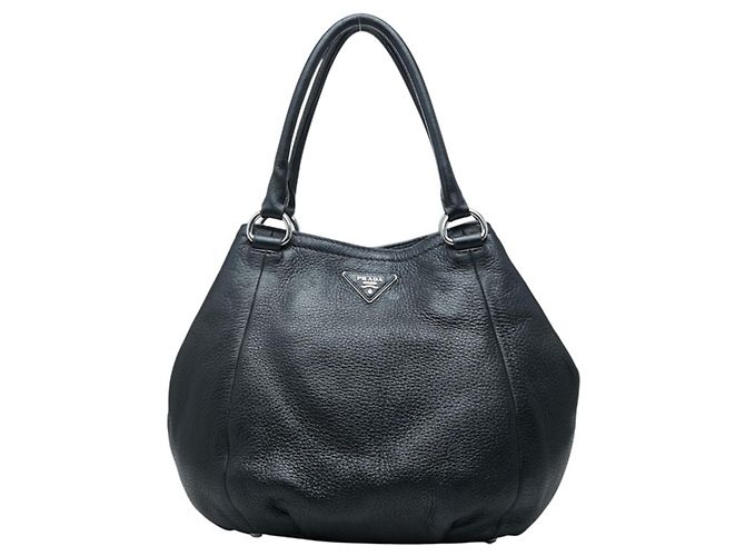Sac à main Prada avec plaque logo triangle Noir