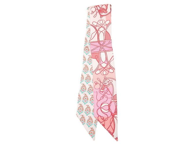Hermès Sciarpa Hermes Twilly Whip Block Rosa Multicolore