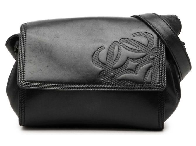 Borsa a tracolla in pelle nera Loewe Anagram Nero