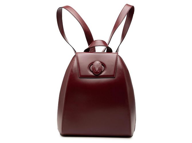 Cartier Must Line Bordeaux Leather Backpack Dark red