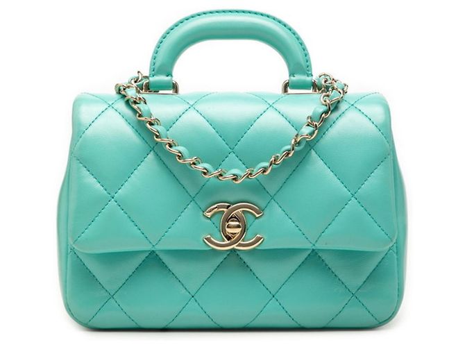 Timeless Bolsa de Ombro com Alça de Mão e Corrente Chanel Coco Mark Matelassé Laranja