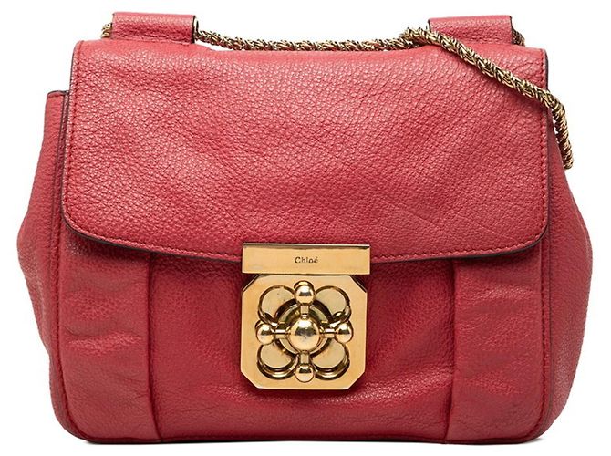 Chloé Elsie Umhängetasche aus rosa Leder mit Kette Pink