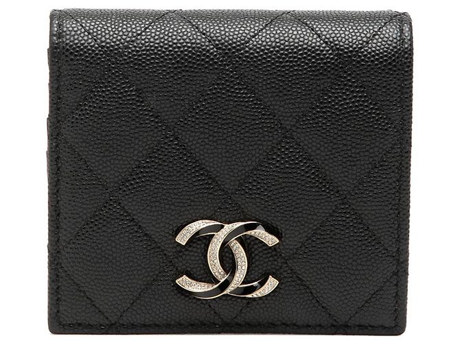 Portafoglio bi-fold Chanel Coco Mark Matelassé Nero