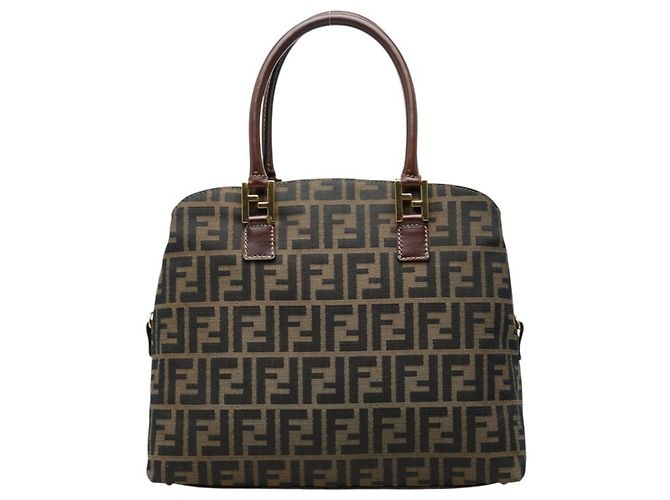 Fendi Zucca Handtasche braun Leder und Canvas