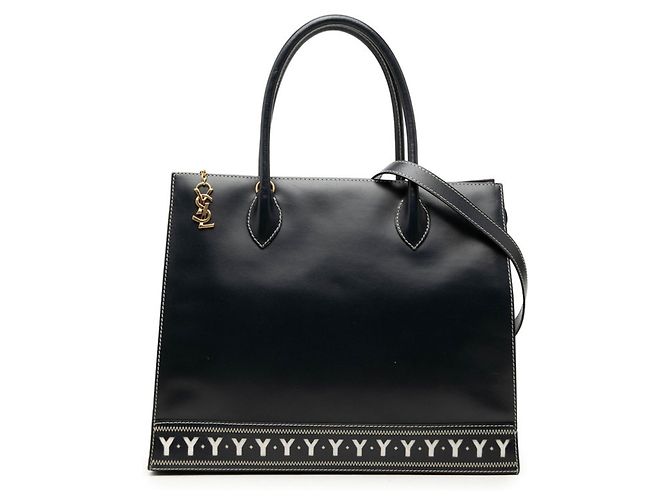 Autre Marque Saint Laurent Borsa Tote/Spalla 2-Way in pelle blu navy