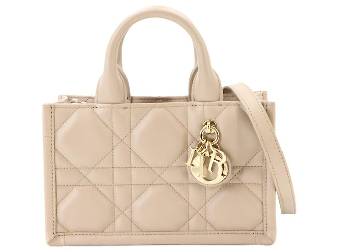Christian Dior Macro Cannage Book Tote Mini Beige
