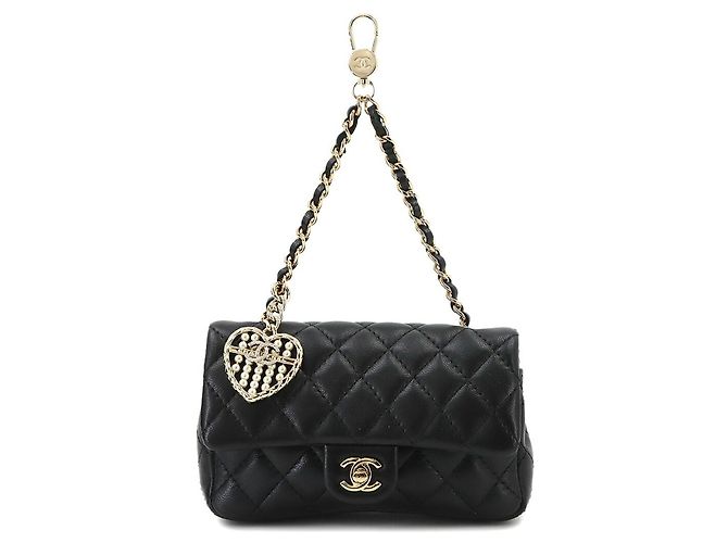 Bolsa de mão clássica mini Matelassé Chanel Preto
