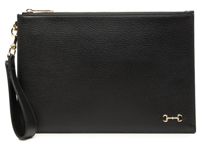 Gucci Horsebit Clutch - Schwarzes Leder
