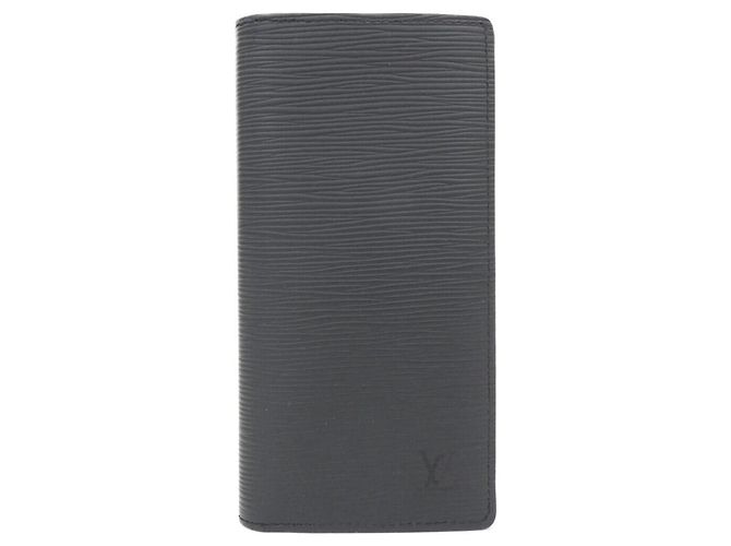 Louis Vuitton Epi + Monogram Eclipse Portefeuille Brazza Wallet Negro Azul
